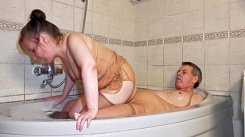 Sensual evening bathtub sex...