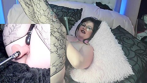 Sexy Goth Milf Pussy With A Fucking Machine And While Cumming Hard From Pierced Her Lovense D...